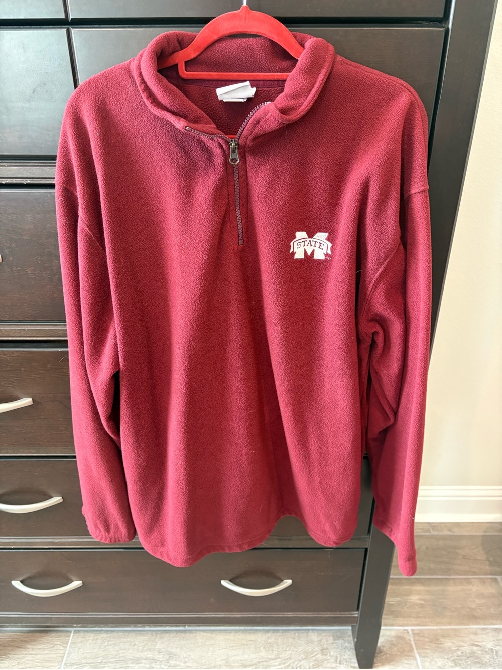 Men's Maroon Quarter-Zip Fleece Pullover - Mississippi State Logo